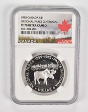 1985 PF70 UCam Canadian $1 Silver Dollar National Parks Centennial NGC *6818