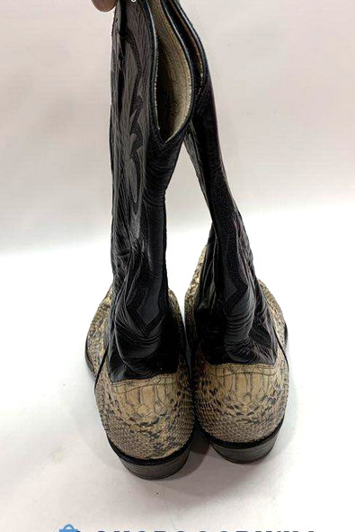 Remington Python Black Snakeskin Leather Cowboy B… - image 3