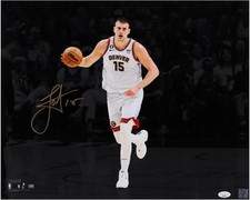 Nikola Jokic Denver Nuggets Signed 16x20 Dribbling Spotlight Photo-Gold Ink-JSA