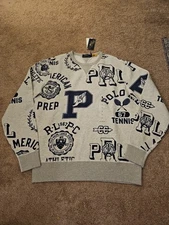 Polo Ralph Lauren Mens RL 67 Tennis Graphic Crewneck Sweatshirt Size Medium NWT 