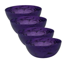 Halloween Melamine Set Of 4 Cereal Bowls Purple Black Splatter Tie Dye Mainstays