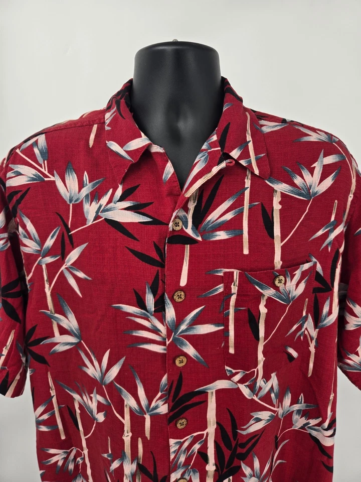Boca Classics Shirt Large Red Floral Hawaiian Camp Casual Aloha Outdoor Men - Image 2 of 4
