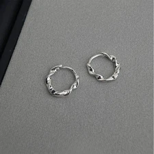 Women's Silvery Round Geometric Twisted Ear Buckle Copper Fashionable Earrings