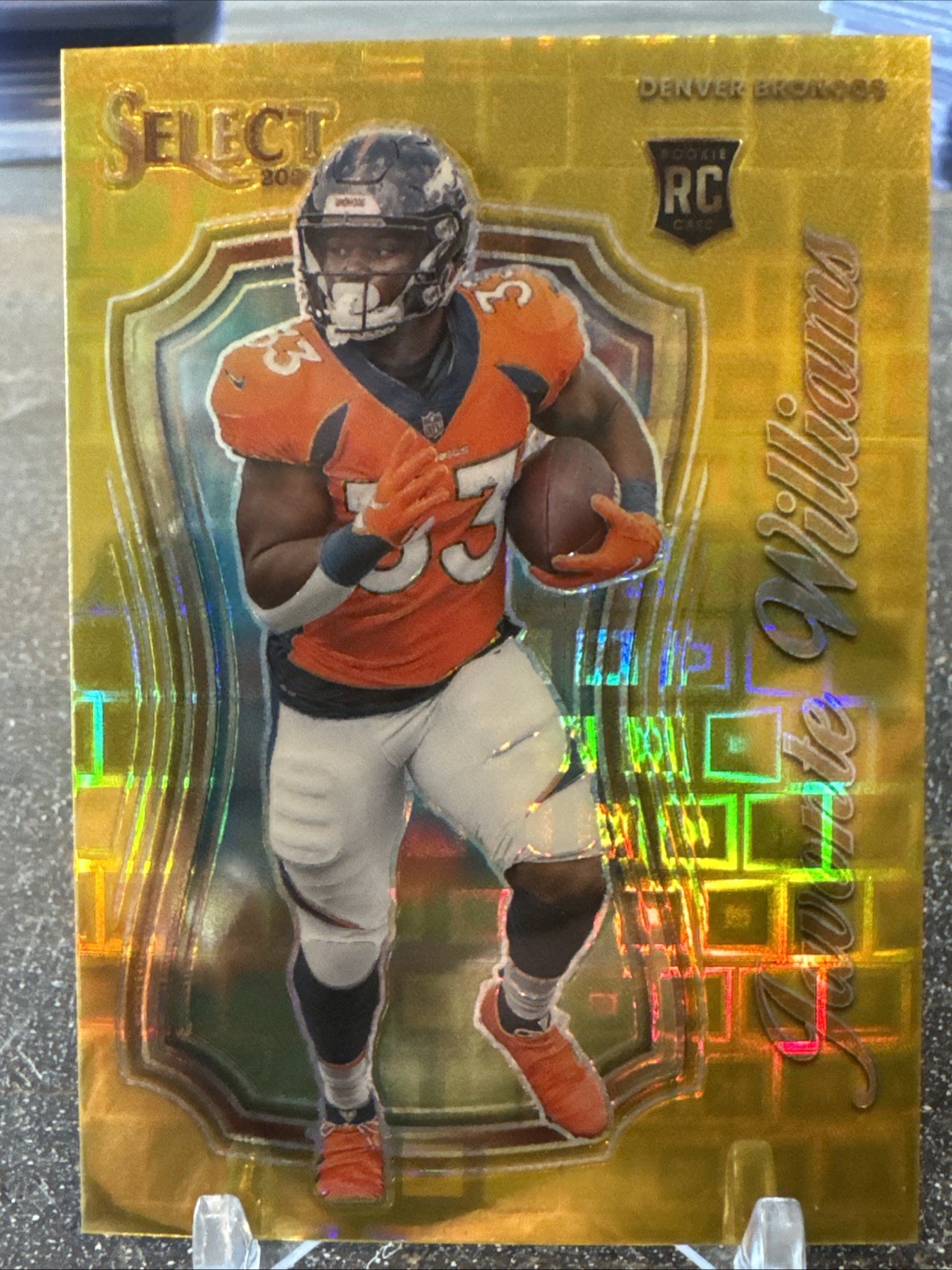 2021 Panini Select  Select Certified Rookies Javonte Williams #SCR-24 Gold /10