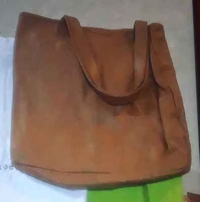 Leatherology Brown Solid Tote Bag Double Handles Strap Accent Stitching