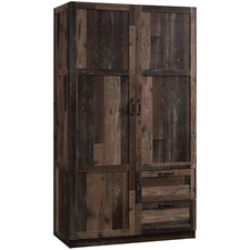 Sauder Select Engineered Wood Wardrobe Armoire in Rustic Reclaimed Pine/Brown