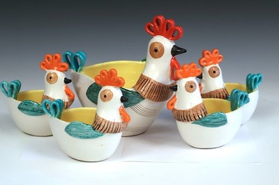 Set Bitossi Londi Pottery Goodfriend Imports Rooster Raymor Italian Soup Bowls