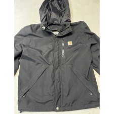 Carhartt Storm Defender Detachable Hooded Work Jacket Black Waterproof SZ Mens M