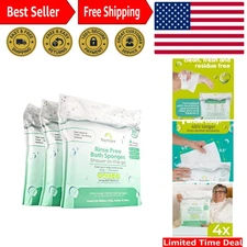 Sponge Bath Wipes - Large Disposable Wash Cloths for Adults, Seniors, Bedridd...