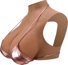 Silicone Breastplate for Crossdressers Drag Queens - Warm Brown, Size E