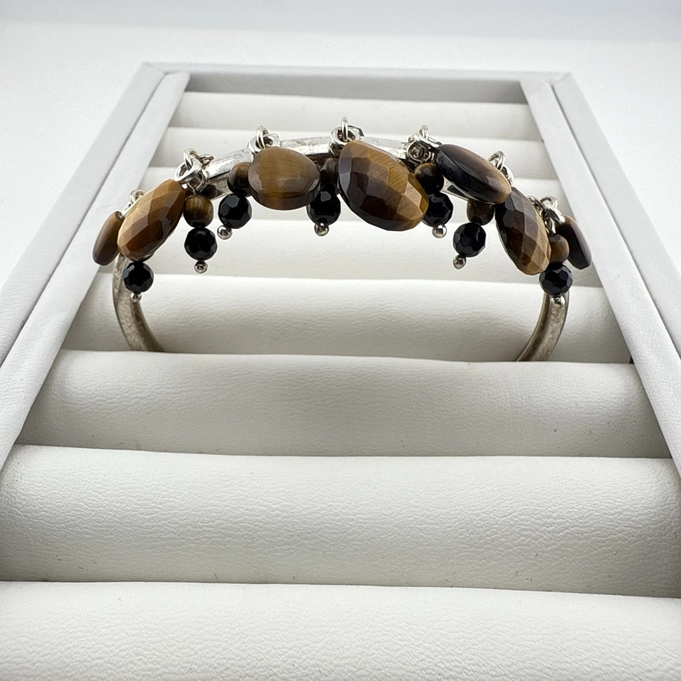 Pulsera Whitney Kelly Brazalete Ojo de Tigre Dije Cha Cha Cuelga Plata Esterlina QVC Foto 2 de 4