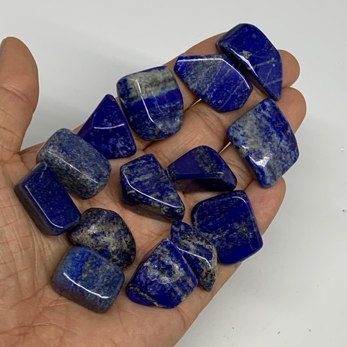 127.6g,0.7"-1.2", 14pcs, Natural Lapis Lazuli Tumbled Stone @Afghanistan, B30301 - Picture 2 of 8