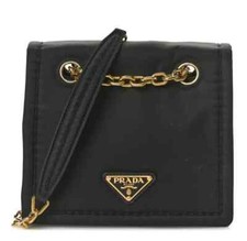 Prada Tessuto Nylon Chain Crossbody Shoulder Bag Black