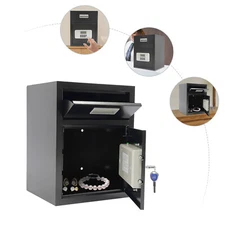 Digital Safe Box Deposit Safe For Home Office with Drop Slot Passwords & Keys