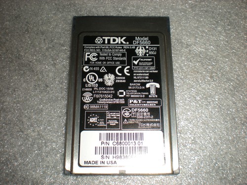 TDK DF5660 Global Freedom Class 5660 V.90 PCMCIA Card Modem PN C6800013 01 - 第 2/5 張圖片
