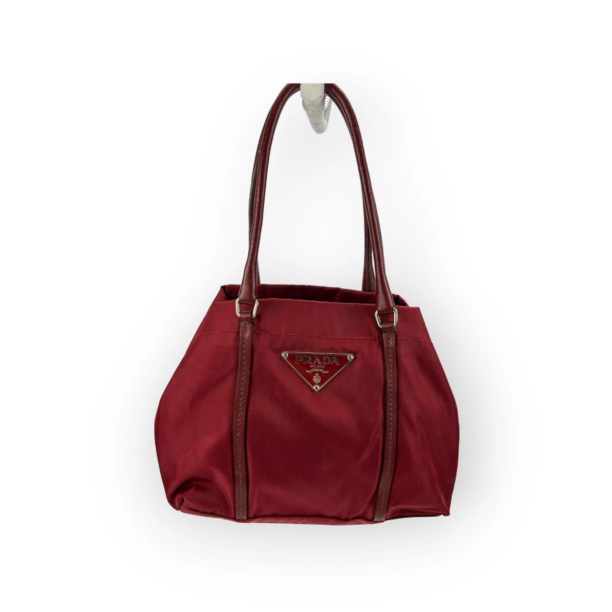 PRADA Italy Tessuto Saffiano Wine Red Nylon Leather Small Purse