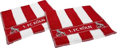 1.FC Köln Gästetuch Blockstreifen 30x50 cm 2er Pack rot weiß 100% Baumwolle