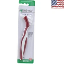 Assorted Color Denture Cleaning Brush with Deep Clean Pick & Large Grip Handle