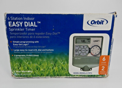 NEW Orbit 6 Station 2 Program Easy Dial Indoor Sprinkler Timer Model 57876