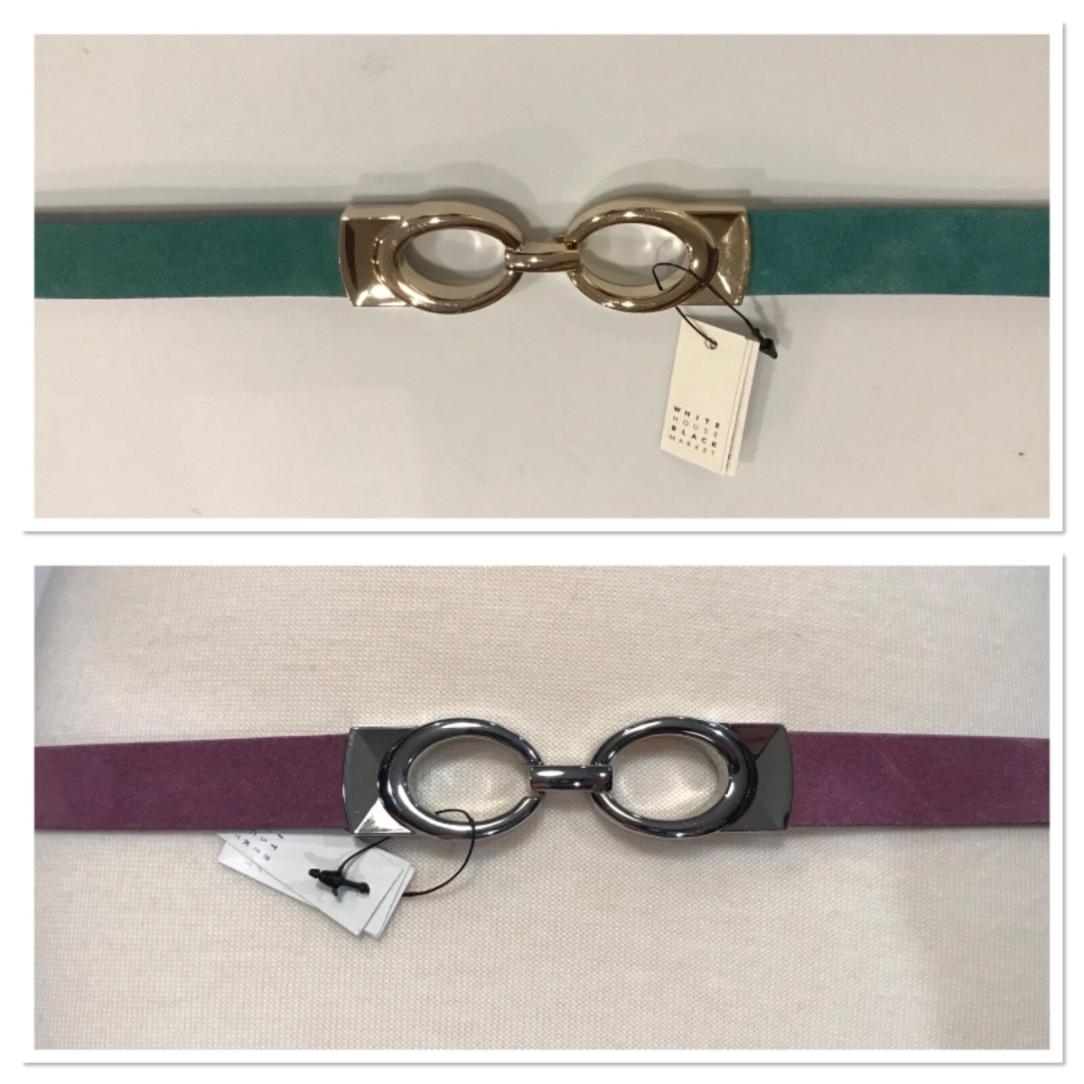 WHBM LEATHER SKINNY STRETCH BELT NWT WHBM Gingham Skinny Stretch Belt, small | Mercari main image 3