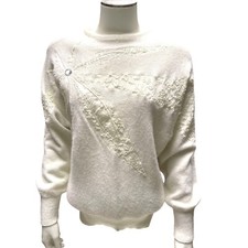 Vintage Counterparts Ivory Boho Sweater With Embroidered Floral Design Size S