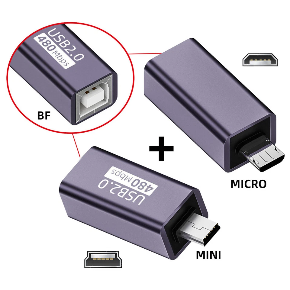 USB 2.0 to USB 2.0 Type B Printer Connector Adapter for Disk Scanner 2Pcs/Set - Image 3 of 4