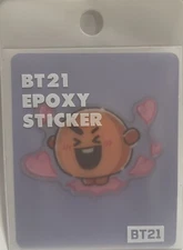 NEW!!! BTS BT21 LINE FRIENDS SHOOKY SMILING RUNNING HEARTS BT21 Epoxy Sticker