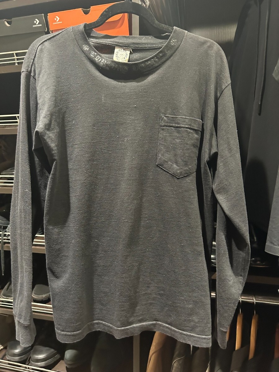Chrome Hearts Neck Logo Long Sleeve Shirt in Black M/L Chrome Hearts Neck Logo Long Sleeve Shirt in Black M/L