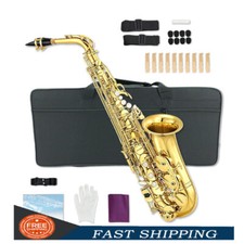 Saxophone Kit Gold Eb Flat Alto Saxophone with Carry Case  Accessories
