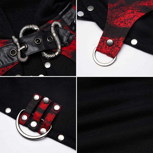 PUNK RAVE Red Snake Bolero Jacket Top Gothic Schwarz Rot Schlange Ketten Riemen - Picture 11 of 11