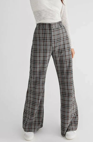 Free People Plaid Jules High Rise Wide 