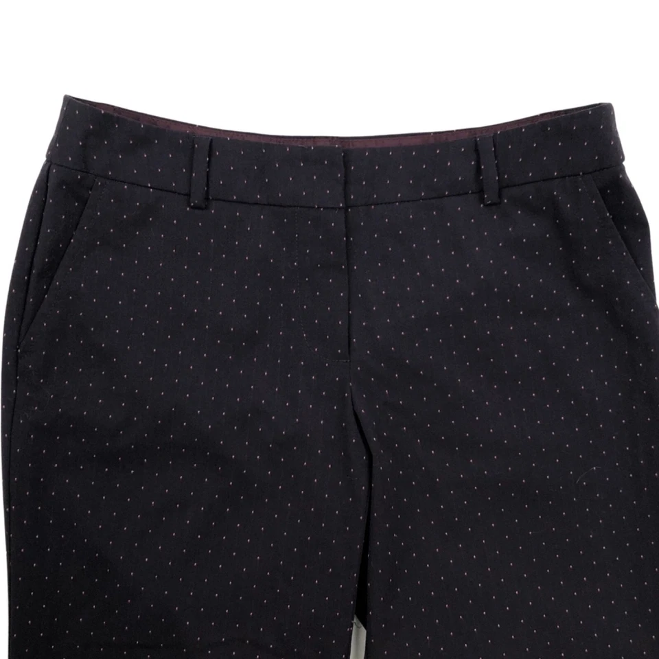 Pantalones Trina Turk Talla 4 Pequeños Lunares Marrón y Rosa Cintura Alta Pierna Acampanada Elegante Foto 3 de 4