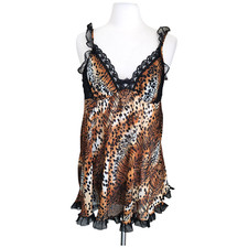 Y2K Betsey Johnson Intimates Baby Doll Night Gown Large Animal Ruffle Sheer