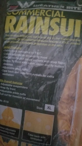 Rainsuit - Weather-Rite Commercial Rainsuit / Yellow / New in Package / Size XL image 2