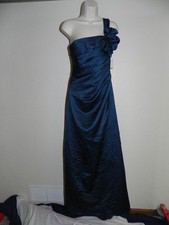 Davids Bridal Dress Size 2 Peacock Bridesmaid F14430 Prom Satin NWT $159