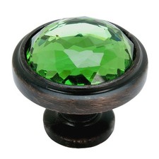 Cosmas 5317ORB-EM Oil Rubbed Bronze Emerald Glass Round Cabinet Knob