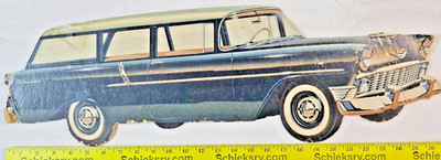 1956 Chevy 150 Handyman 2-door Wagon Car Dealership Showroom Ad Sign 27''  VTG