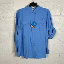 Columbia Plus Size Pfg Bahama Shirt - White Cap(blue) 3X $55