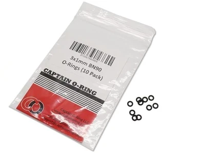 CAPTAIN O-RING 3x1mm BN90 O-Ring [3mm ID, 1mm CS, 5mm OD, Buna Nitrile, 90 Durometer] (10 Pack)