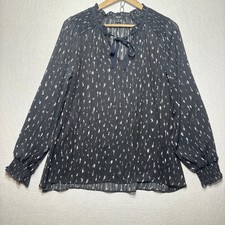 Simply Vera Wang Feminine Black Sheer Blouse Tie Neck Size M