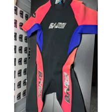 BARE Youth Lg Shorty Wetsuit Red Black Blue Neoprene Size L Surf Swim Snorkel
