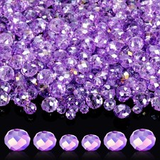 600pc Purple Faceted Crystal Glass Rondelle Beads 8/6/4mm Bulk Jewelry Making