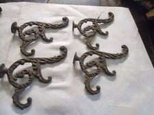4 Ornate Fancy Vintage Brass Victorian Hook Hat Coat Rack Wall Hardware