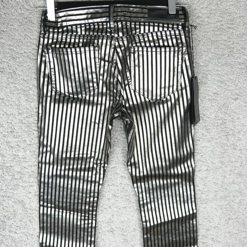 KARL LAGERFELD WOMEN'S JEANS W25 L30 COURTNEY 5-POCKET STRIPE BLACK SLIVER BNWT! - Picture 1 of 8
