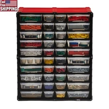 40 Drawer Small Parts Organizer Wall Mount Storage System W/ Clear Labels New