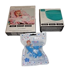 Grabease Set Of 3 Baby Utensils, Bowl & Bib High Chair Cover New