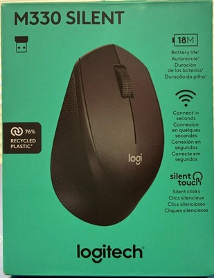 NEW Logitech M330 Silent Plus Wireless Mouse Black 2.4GHz USB 1000 DPI