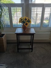 Antique Edwardian Dark Oak Barley Twist Table With Scalloped Edges VGC