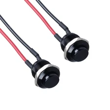2pcs 12mm Super Short Metal Momentary Push Button Raised Head, Black 