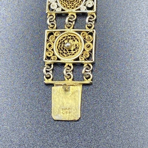 Silver And Silver Gilt Filigree Panelled Bracelet - Picture 6 of 12